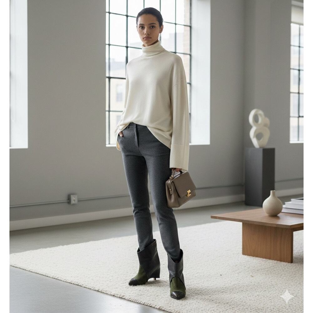 Hotel Particulier Boot Size 36 Foldover Boot Pointed-Toe Suede Leather Green